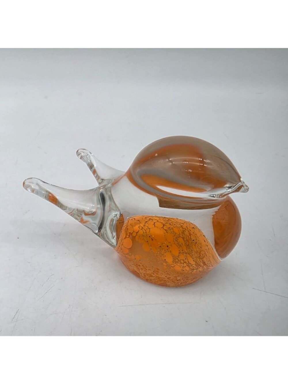 Mikasa Glass Bird Figurine Paperwight Orange & Clear Czech Republic 2" - Picture 7 of 8